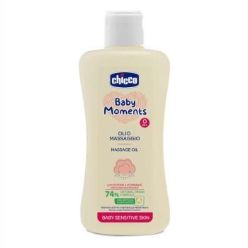 CHICCO Masszázsolaj pamuttal és E-vitaminnal Baby Moments Sensitive 74% természetes összetevőkkel kép