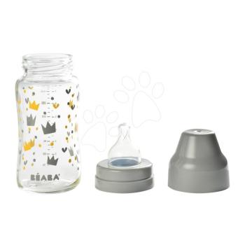 Beaba cumisüveg üvegből Crown 240 ml széles nyakkal 911653 szürke