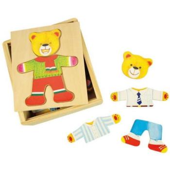 Bigjigs Fából készült öltöztetős puzzle dobozban - Medve úr kép