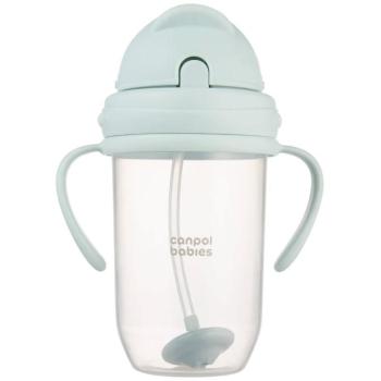 Canpol babies Cseppmentes szívószálas itatópohár nehezékkel, zöld, 270 ml kép