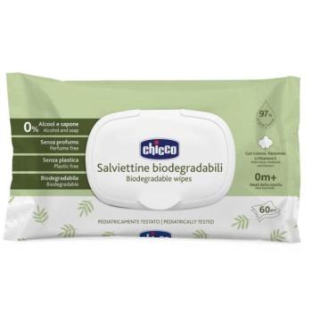 CHICCO Gyermek nedves törlőkendők műanyag nélkül 60 db kép