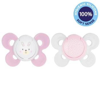 CHICCO Pacifier Physio Comfort szilikon lány - nyuszi / pöttyös 2 db, 0-6 m kép
