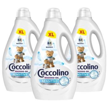 Coccolino Sensitive mosószer érzékeny bőrre, 189 mosás, 3x2,52 l kép