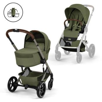 Cybex Balios S Lux TPE + összecsukható mózeskosár, Moss Green/khaki kép