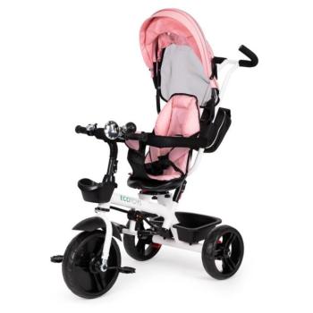 ECOTOYS Tricikli forgatható üléssel és tetővel rózsaszín