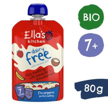 Ella's Kitchen BIO Tejmentes rizspuding banánnal és eperrel (80 g) kép