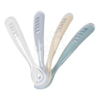 Első gyakorlókanalak First Age Silicone Spoons Pebble Cloud Blue Baltic Blue Clay Set Beaba szilikonból önálló étkezéshez 4 db 4 hó-tól kép