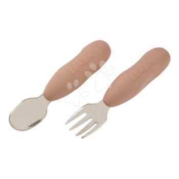 Első gyermek evőeszköz készlet Stainless Steel Pre-Cutlery Praline Beaba villa és kanál barna 10 hó-tól kép