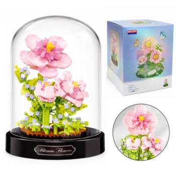 Építőkockákból készült hibiszkuszvirágok egy kupola alatt