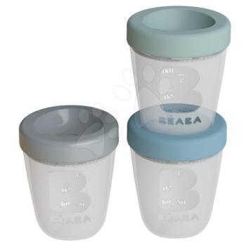 Ételtároló doboz Beaba Silicone portions Jungle 3x200 ml szilikon poharak kék zöld szürke 0-hó tól kép