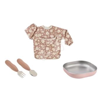 Étkészlet First Meals Gift Set Savannah Bloom Beaba 4 részes rozsdamentes acél étkezőszett díszdobozos csomagolásban rózsaszín 4 hó-tól kép