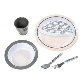 Étkészlet gyerekeknek Beaba Pink Grid Gift Meal set ajándékcsomagolásban rózsaszín 4 hó-tól kép