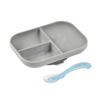 Étkészlet Silicone Grey Beaba 2-részes tányér és villa szürke szilikon kép
