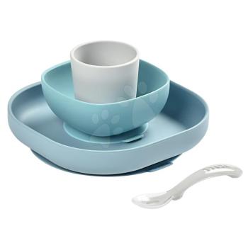 Étkészlet Silicone meal set Beaba szilikonból 4 részes kék csecsemőknek 4 hó-tól kép