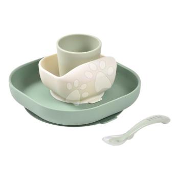 Étkészlet Silicone Meal Set Sage Green Misty Green Beaba szilikonból 4 réses zöldes-bézs 4 hó-tól kép