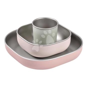 Étkészlet Stainless Steel Meal Set Cotton Candy Beaba rozsdamentes acélból 3 részes rózsaszín 4 hó-tól kép