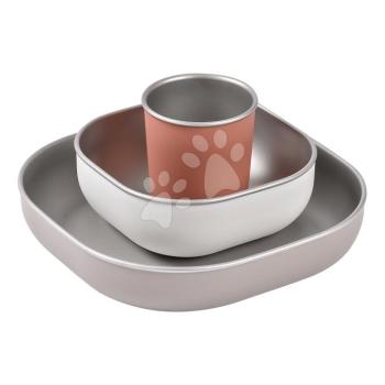 Étkészlet Stainless Steel Meal Set Terracotta Beaba rozsdamentes acélból 3 részes narancssárga 4 hó-tól kép