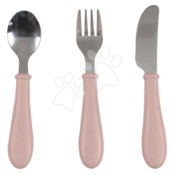 Evőeszközkészlet gyerekeknek Stainless Steel Cutlery Set Cotton Candy Beaba rozsdamentes acélból kanál villa és kés rózsaszín 8 hó-tól kép