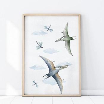 Gyerekszoba poszter, pterodaktyl dínó motívummal kép