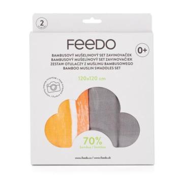 FEEDO Bambusz muszlin pólya szett 2 db, 120x120 cm