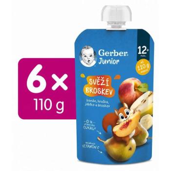 GERBER Junior tasakos gyümölcspüré, Friss őszibarack, 6x110g kép