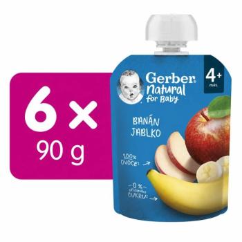 GERBER Natural tasakos gyümölcspüré, banán-alma, 6x90g kép