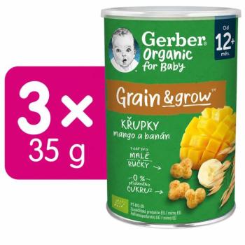 GERBER Organic pufi, mangó-banán, 3x25g kép