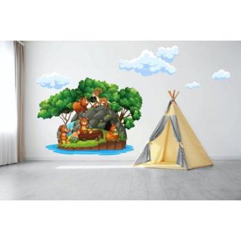 Gyerek falmatrica Aranyos mackó család 100 x 200 cm kép
