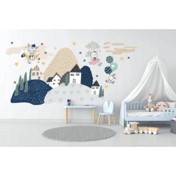 Gyerek falmatrica Aranyos nyuszi és cica 60 x 120 cm kép