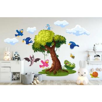 Gyerek falmatrica Vidám madarak 50 x 100 cm kép