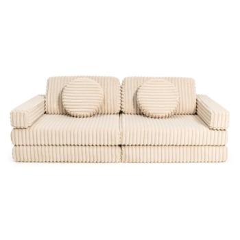 Gyerek összecsukható habszivacs kanapé SHAPPY PLAY kordbársony WAFFLE Szín: Cream Beige kép