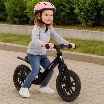 Gyermek kerékpár KRUZZEL 12 vállpánttal - fekete-rózsaszín fekete