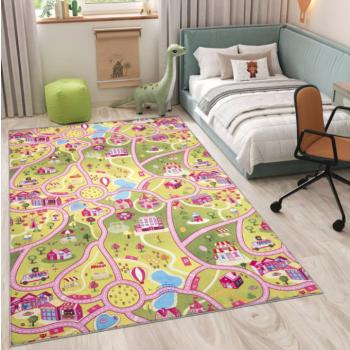 Gyermek szőnyeg FLANNEL - rózsaszín autópálya Szélesség: 200 cm | Hossz: 300 cm