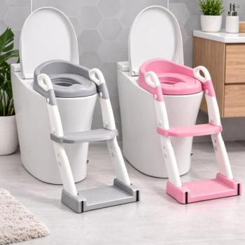 Gyermek WC csökkentő 3in1 - bili, WC-ülőke és csúszásmentes lépcsőfok szürke kép