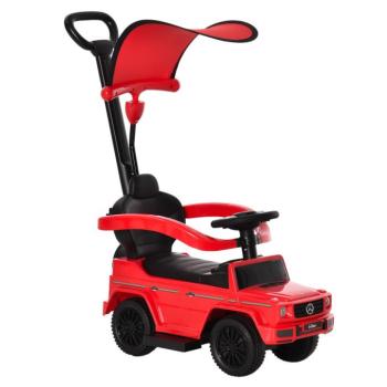 HOMCOM Ride-on autó tolókarral Mercedes-Benz G350 Ride-on jármű kormánykerékkel 3 az 1-ben tolható autó, piros kép
