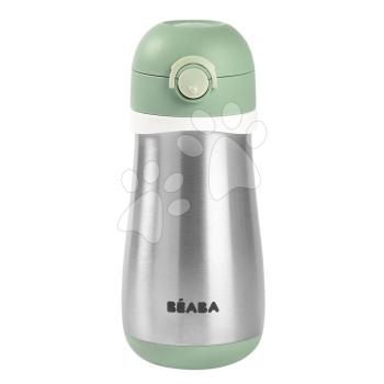 Ivó palack Bidon dupla falú Stainless Steel Bottle Beaba Sage Green 350 ml rozsdamentes acélból zöld 18 hó-tól kép
