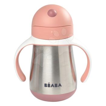 Ivó palack Bidon dupla falú Stainless Steel Straw Cup Beaba Old Pink 250ml rózsaszín rozsdamentes acélból 8 hó-tól kép