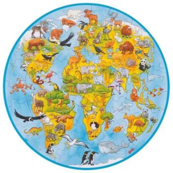 Kerek puzzle világ - állatok kép