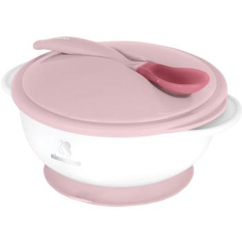 KikkaBoo tál tapadókoronggal, fedővel és kanállal, hőérzékelővel Pink kép
