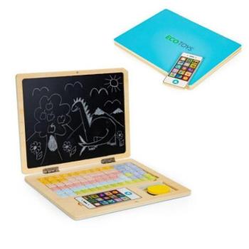 Gyermek laptop - mágneses oktatótábla, kék színben kép