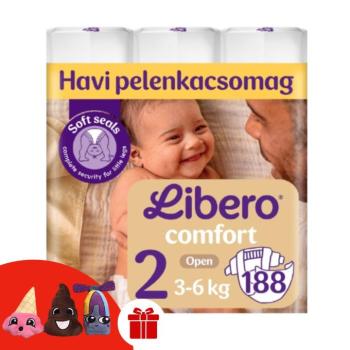 Libero Comfort Pelenka 3-6kg Newborn 2 (188db) + Ajándék 3 db Ujjbáb kép