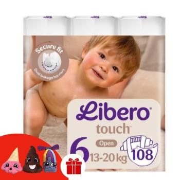 Libero Touch Nadrágpelenka 13-20kg Large 6 (108db) + Ajándék 3 db Ujjbáb kép