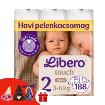 Libero Touch Nadrágpelenka 3-6kg Newborn 2 (188db) + Ajándék 3 db Ujjbáb kép