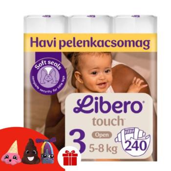 Libero Touch Nadrágpelenka 5-8kg Midi 3 (240db) + Ajándék 3 db Ujjbáb kép