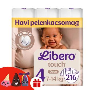Libero Touch Nadrágpelenka 7-14kg Maxi 4 (216db) + Ajándék 3 db Ujjbáb kép
