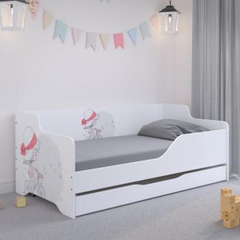 LILU Fehér gyerekágy háttámlával 160 x 80 cm - Bicikliző lány kép