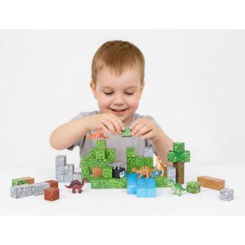 Mágneses építő készlet - 142 darabos mágneses kocka készlet dinoszauruszokkal kép