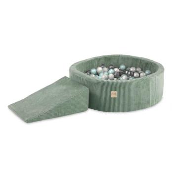Mini játszótér medencével Ø 90 × 30 cm játékelemmel (háromszög) és 200 zöld labdával