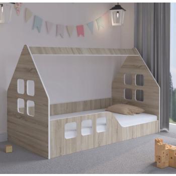 Montessori Házikó gyerekágy sonoma tölgyfa 160 x 80 cm - balos kép