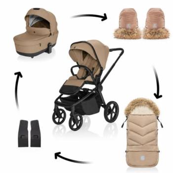 Move Cross 5X babakocsi szett + Fluffy Combi bundazsák + Fluffy 2 kesztyű, Latte Beige kép